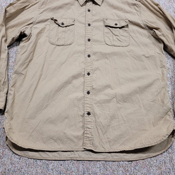 Tommy Hilfiger Shirt Mens 2XL Beige Corduroy Button Up Long Sleeve Safari Trim - Picture 4 of 15